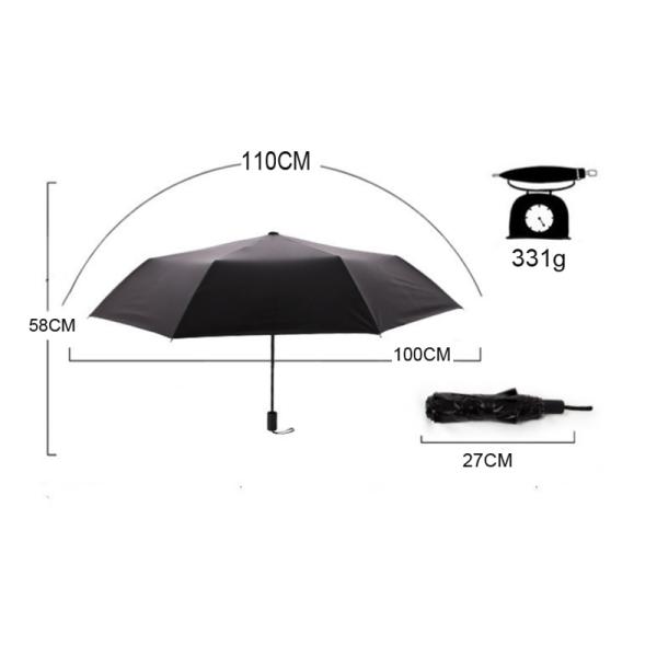 95cm Open Diameter Travel Umbrella with Compact Design and Customized Logo Paraguas