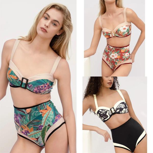 Costumes de banho Bikini elegante para mulheres - Variedade de estilos o novo estilo de tecido de nylon sem costas