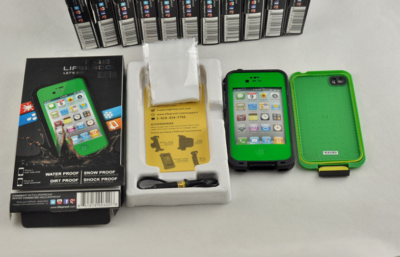 Green Dustproof Waterproof Cell Phone Case Lifeproof For Iphone 4s
