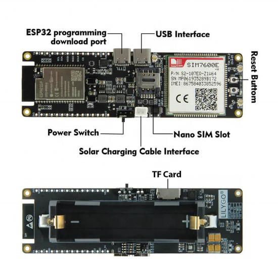 LILYGO TTGO T-SIM7600E SIM7600G-H with ESP32 Module ESP32-WROVER WiFi BLE 18560 Battery Holder
