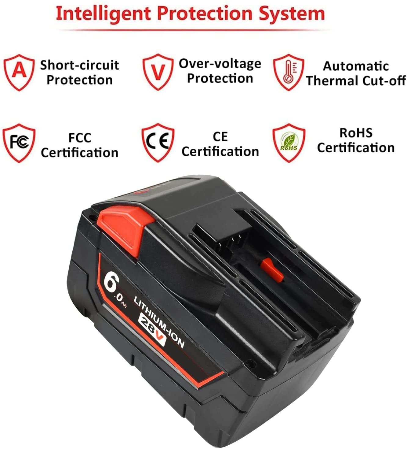Совместим с Milwaukee 48-11-2830 M28 Замена электроинструмента 28V 6000mAh батарея электроинструмента легко устанавливается