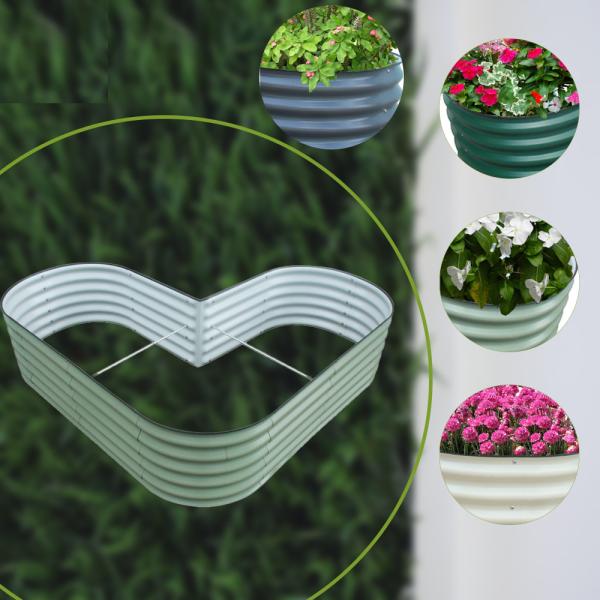 Light Green L Shaped Galvanized Steel Planter Box 5.5*5.5*1.4FT