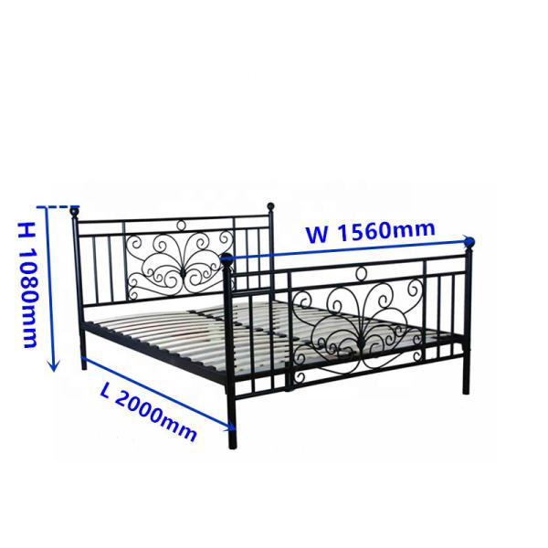 Bedroom Black Queen Wooden Slat Bed Frame Electrostatic Powder Coating