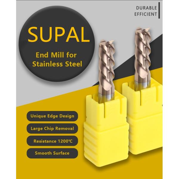 4 Flute Solid  Carbide End Mill Milling Cutter For Stainless Steel Cemented , Titanium Alloys