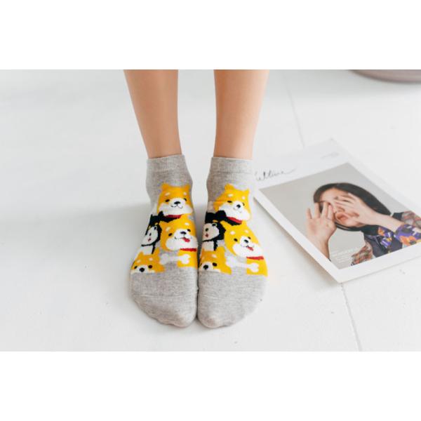 Breathable Cute Dog Ladies Ankle Socks , Organic Cotton Short Socks Womens