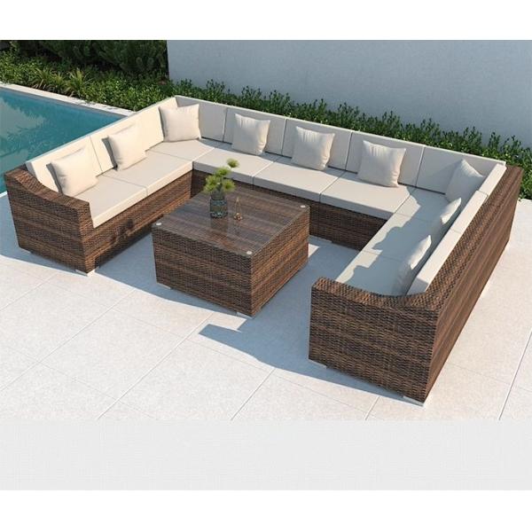 100% Polyester Fabric Outdoor Wicker Sofa Oem Garden Furniture Corner Sofa