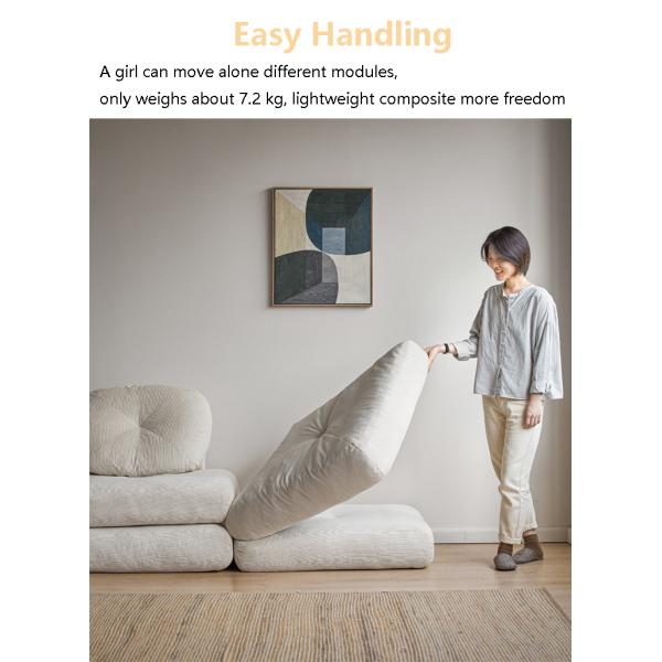 Reclining Convertible Sectional Couch Bed Sofa Tatami With Velvet Fabric