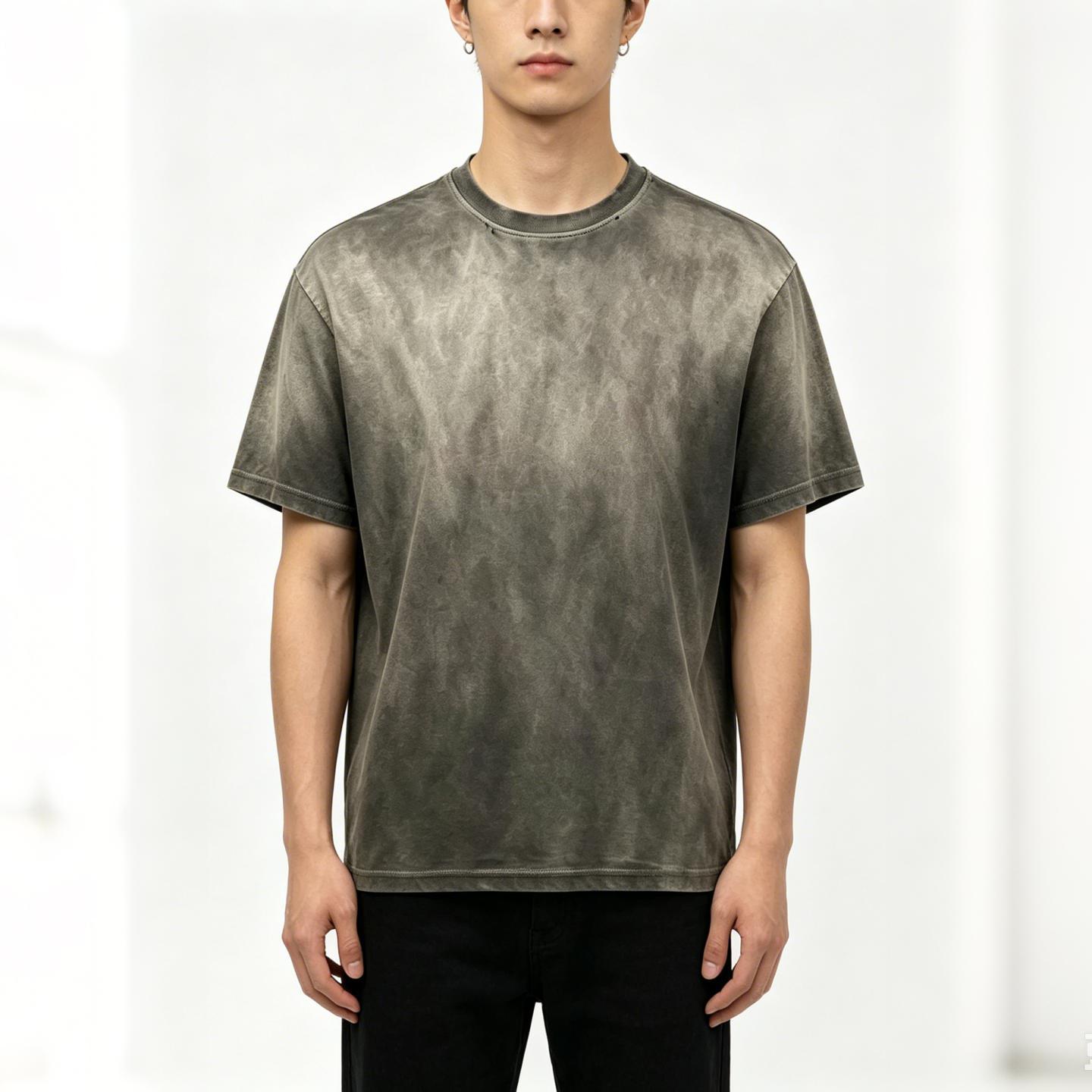 Men’s Hand-Dyed Washed Cotton T-Shirt 200G Oversized Minimalist Casual Tee