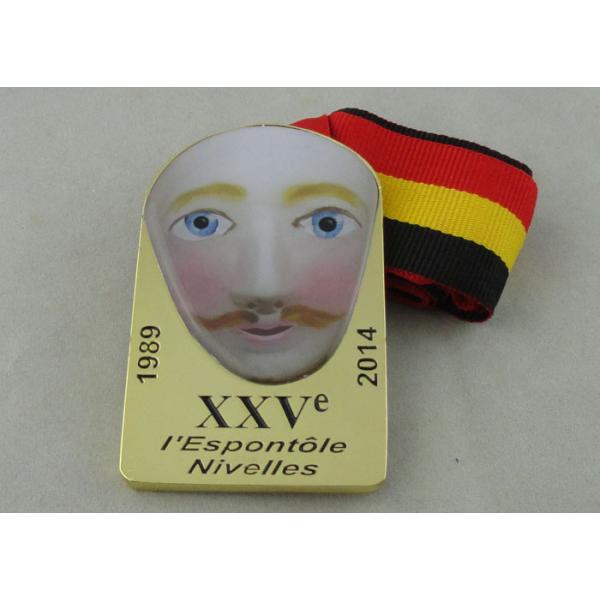 XXV I Espontole Nivelles Gold Plating Enamel Ribbon Medal 2.5 inch