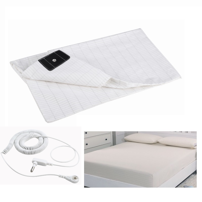 Simple Grounding Style Fitted Sheet Earthing Mattress Cover Customized Accept With Cord  EMF Protection Silver Fiber Bed Sheet
