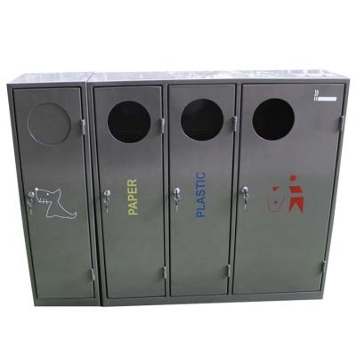Reservatórios externos de reciclagem de aço leve com 4 compartimentos sustentáveis