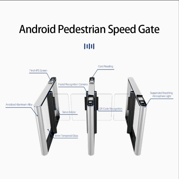 Face Recognition Speed Gate Turnstile Aluminum Material Plus RFID Qr Code Reader Automatic Security Entrance Turnstile Gate