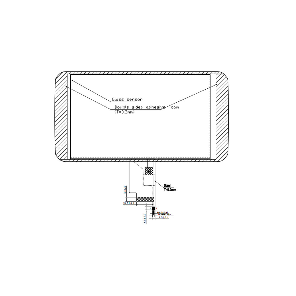 дисплей сенсорного экрана 1000cd/m2 LCD подгонял пикселы IPS Tft 7 дюймов 1024*600