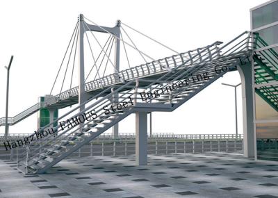 Metal Prefabricated Pedestrian Bridges Skywalk Handrail Metal Above Road City Sightseeing
