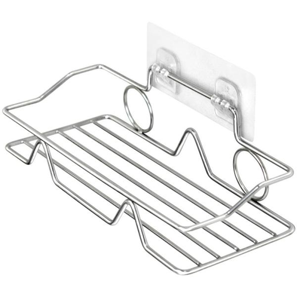 Bathroom Shelf Organizer Storage Kitchen Rack with Traceless Transparent Adhesive No Drilling SUS304 Stainless Steel