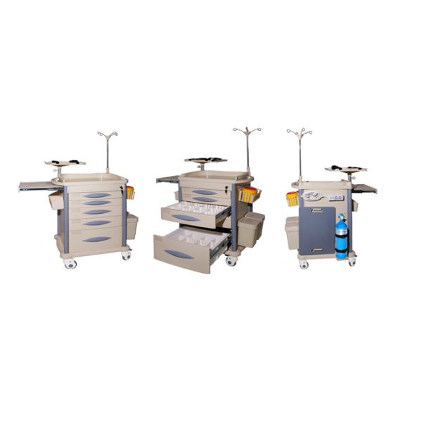 Emergency Equipment Medical Trolley , Hospital Cart With Five Drawers