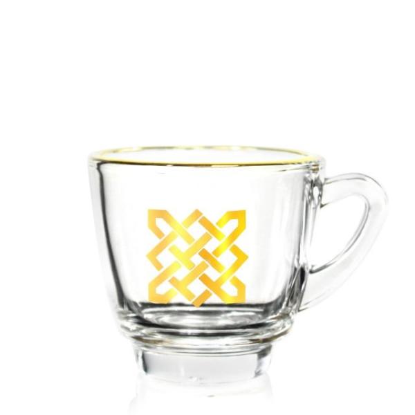 Custom Design 2oz High Quality Gold Decoration Glass Coffee Set