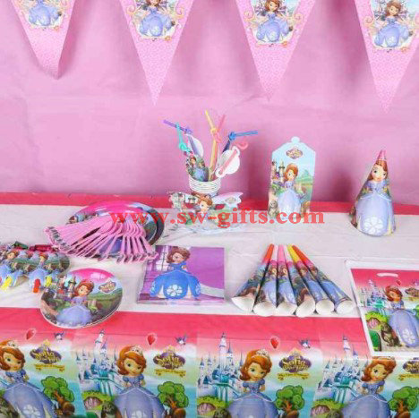 Sofia the First Kids Birthday Decoration Set Princess Theme Party Supplies Baby Birthday Party pack for 6 people