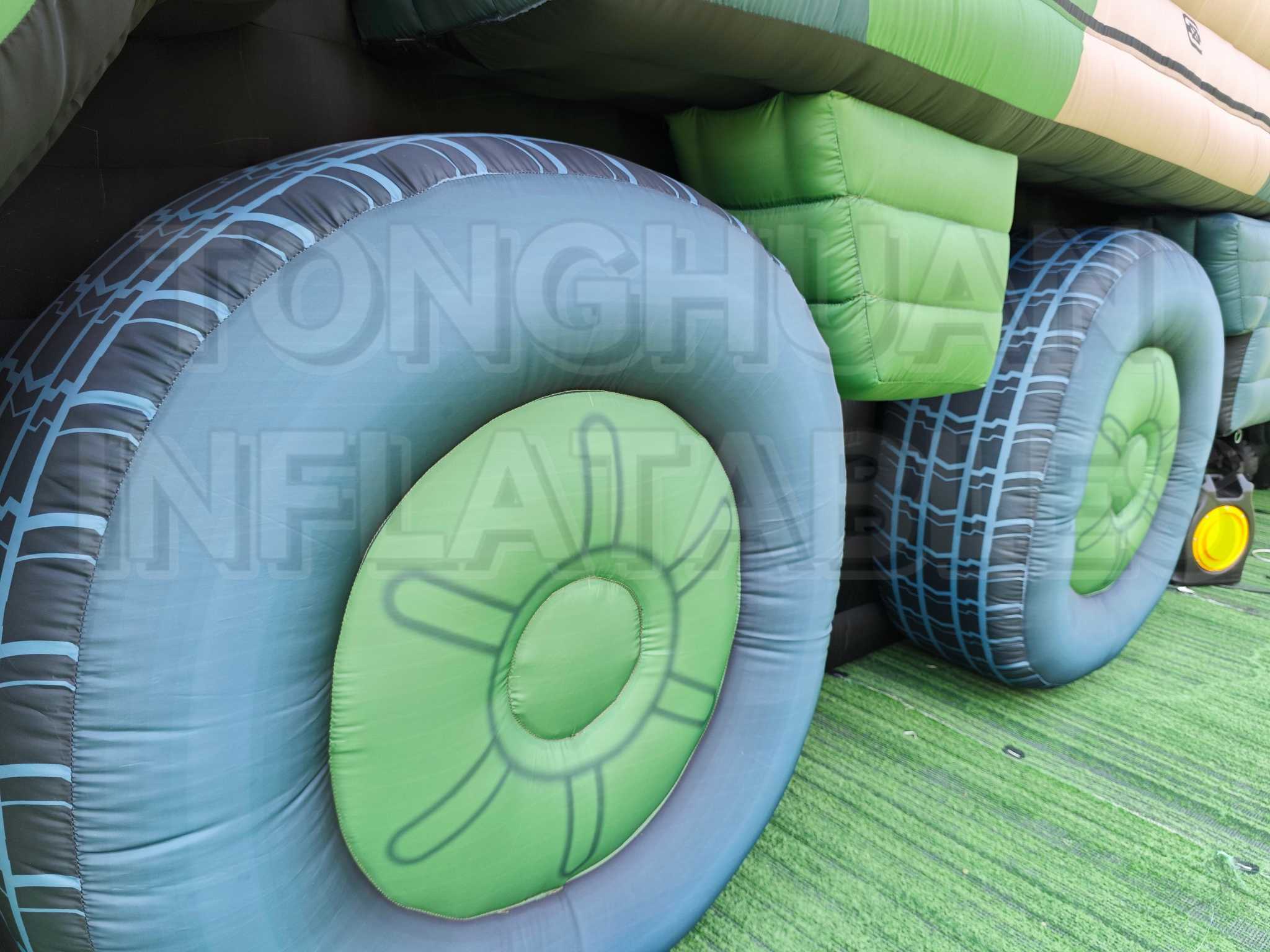 Custom Inflatable Launcher Vehicle Replica with Long Canister Body Multi Axle Chassis and Camouflage Printing for Training Displays and Outdoor Projects