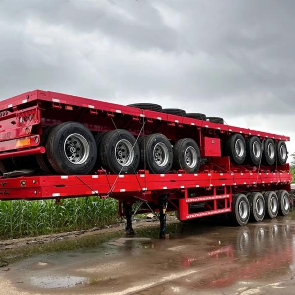 70ton 3axles Flatbed Semi Trailer Pan Trailer Semi Truck Flatbed Trailer 40ft 12metre For Sale
