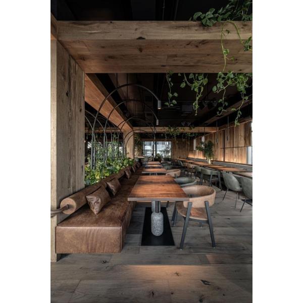 Whole Hotel Restaurant Furniture Fabric Leather L Shape Corner Booth Sofa Set Wooden Chairs