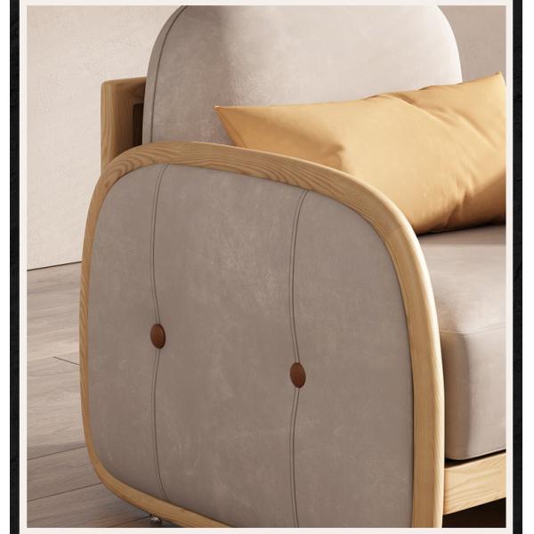 Multi Functional Hotel Lobby Furniture Nordic Simple Solid Wood Fabric Sofa