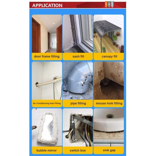 Fast Drying Polyurethane Styrofoam Flexible 750 Ml Pu Foam Doors Joints