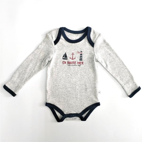 Unisex Snap Button Closure Organic Cotton Infants Long Sleeve Bodysuit Baby Clothes Romper