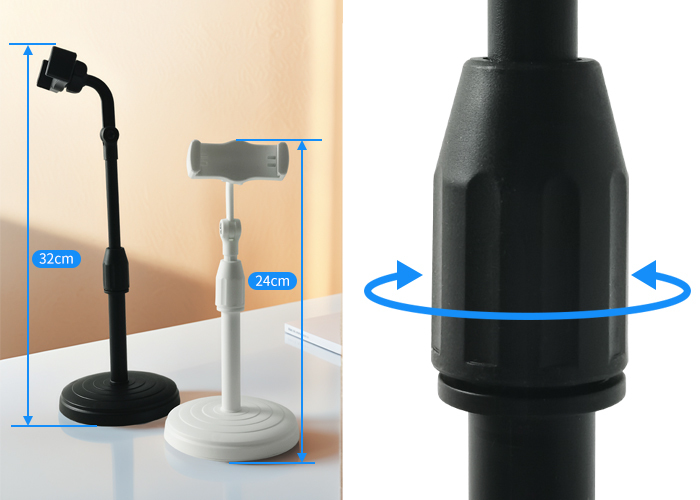Desktop Live Phone Stand Adjustable Height 360° Rotation Weighted Base Anti Tip Design