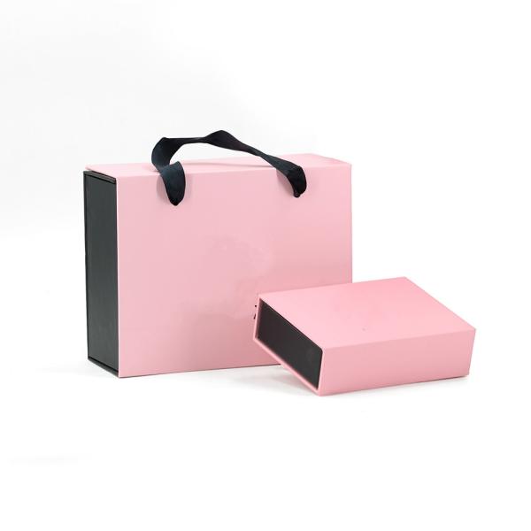 Pink Packaging Cardboard Jewelry Gift Boxes Foldable Slidable For Garment