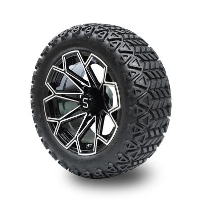 Golf Cart 22 inch All Terrian Tire and 14 inch Machined Black Aluminum Wheel