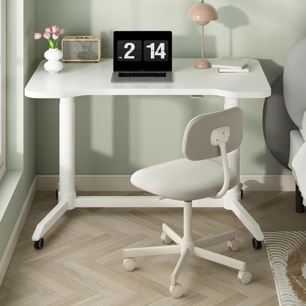 Mesa de elevação móvel pneumática de grãos de madeira personalizada com elevador de gás e acabamento branco 680 mm