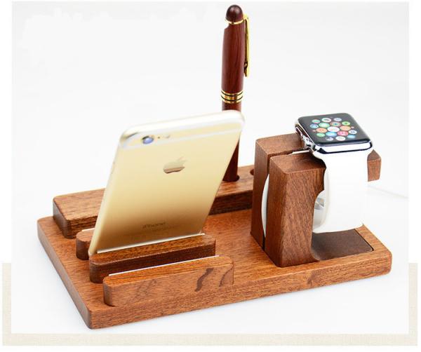 3 in 1 Wooden Phone Charger for iWatch / iPhone Holding & Pen Collecting
