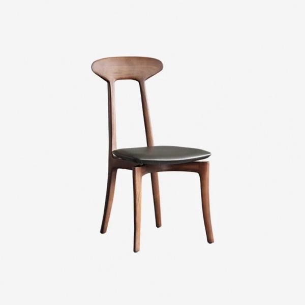 High End Solid Wood Dining Chairs , Black Leather Upholstered Chair