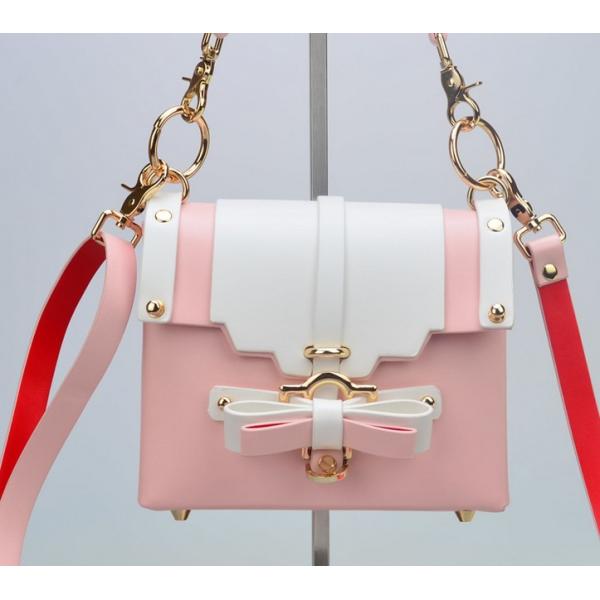 Bow hit the color stitching Korean pu shoulder bag with a clasp women's shoulder bag