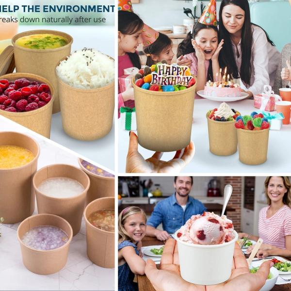Heat Resistance 8oz Kraft Soup Container Paper To Go Bowls Customised