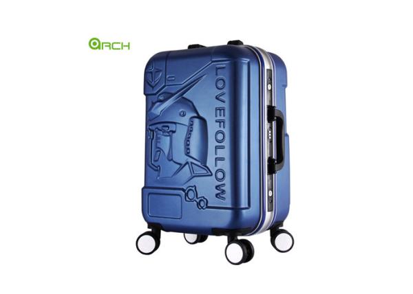 Embossed ABS PC Travel Luggage Bag With Aluminium Frame