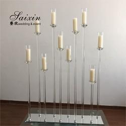 10 porte-bougies Décoration de table en or cristallin 10 bras Candelabre en verre 145cmx100cm