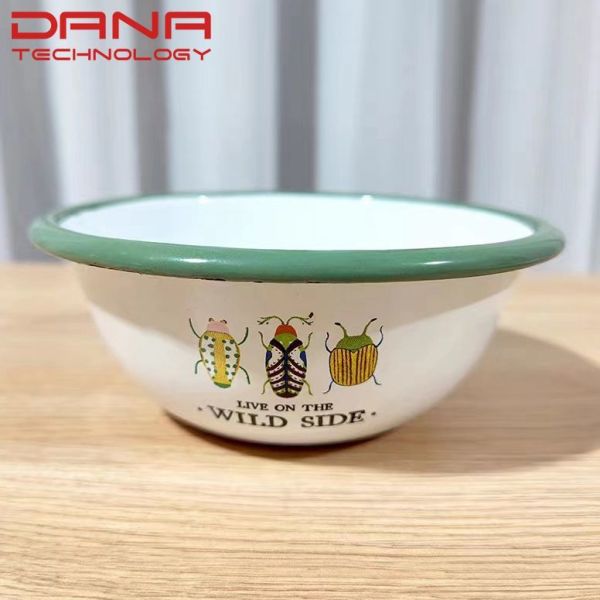 High Temperature Logo Printing Enamel Tableware Set Lovely Honeybee Kids Dinnerware