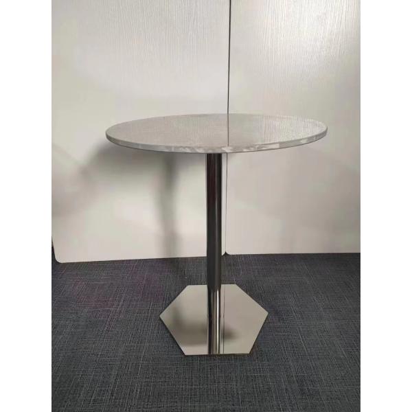Golden Stainless Steel Hotel Furniture Table With Lovely Round Base Rock Plate