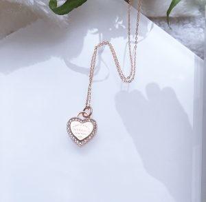 18 Inch Sterling Silver Heart Pendant Necklace Rhodium Plating
