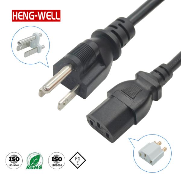 Japan Power Cord 3 Prong AC Plug 125V 7A-15A VCTF 3x2.0sqmm