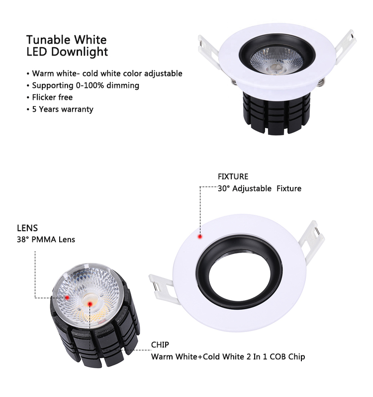 2000 - фары Downlights 8W потолка СИД цветовой температуры 6000K регулируемые