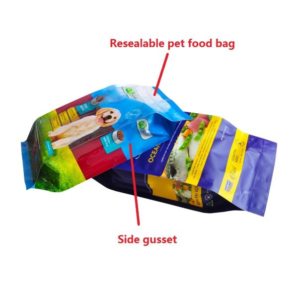 Изготовленные на заказ сумки корма для домашних животных плоского дна печатания Зиплок