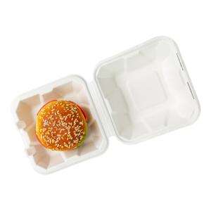 boîtes biodégradables de bloc supérieur de pouce 6x6, boîte à hamburger de