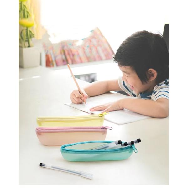 19*7*2.8cm Student Pen Tools Silicone Storage Bag in Colorful Design with Custom Logo