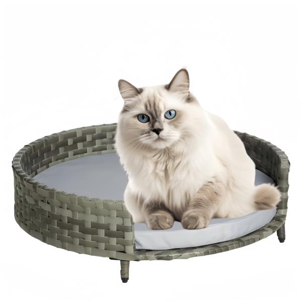 Rattan Outdoor Pet Bed Cat Dog Bed House Net Pet Basket Cool Handwoven Oval Shape Indoor