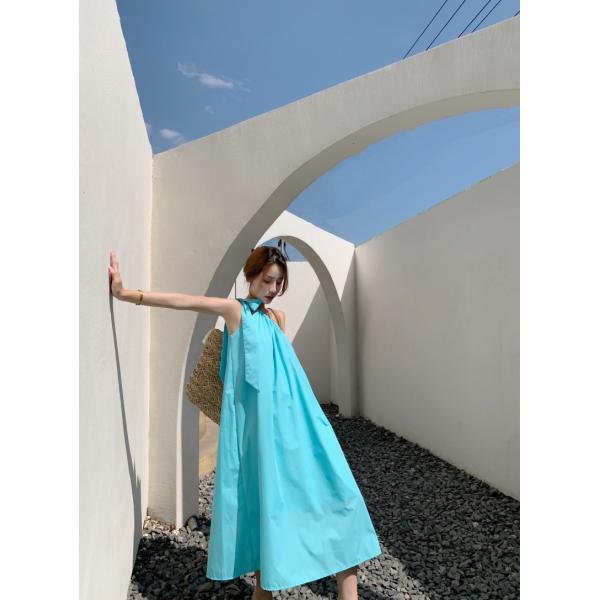 Seaside Beach Womens Vacation Dresses Halter Fashion Backless Cut Out