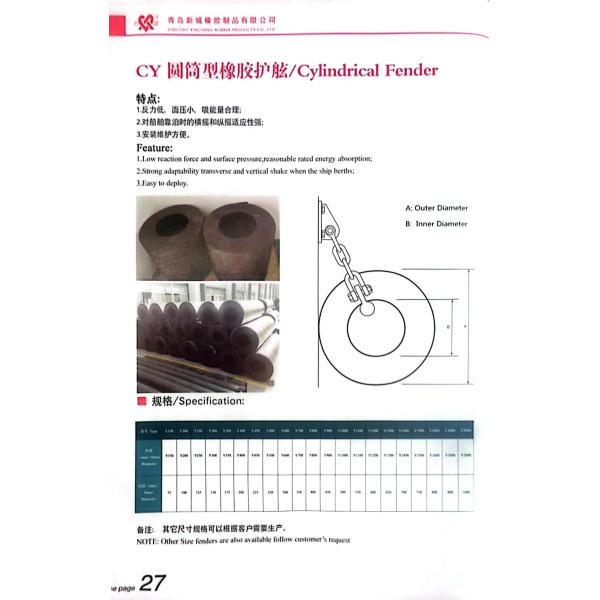 Резиновый цилиндрический фендер, настраиваемый для различных применений