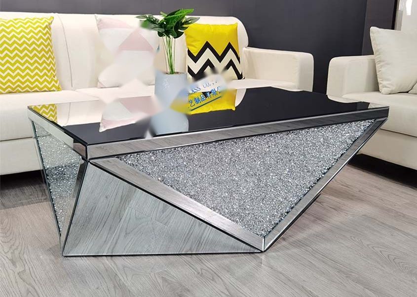 White Marble Glass Coffee Table with Gold Mirror and 119.4X70X44.5CM Dimensions for Living Room